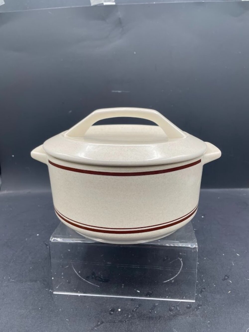 Temper-Ware by Lenox Stoneware Small Casserole w/Lid Cottonwood Mid Century